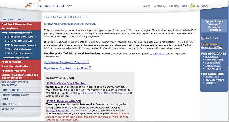 Organization Registration on grants.gov